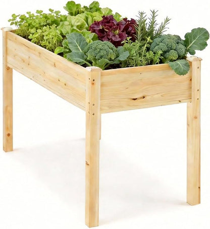 NEWBULIG Raised Garden Bed with Legs 48x24x30in,Elevated Wood Planter Box Stand for Outdoors Garden Balcony Courtyard, Natural Wood 300 Pound Capacity, for Planting Herbs Flowers Vegetables
