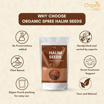 Organic Spree Halim Seeds 300gm (10.6oz) | Garden Cress Seeds | Lepidium Sativum | Pure and Natural