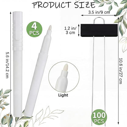 Maitys 104 Pcs Metal Garden Markers Plant Label Stakes Outdoor Weatherproof 10.6 Inch Stainless Steel Nursery Tags Bulk with Pens (Black Label with White Ink)