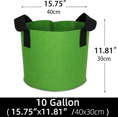 Grow Bags,Growing Pot Bags Garden Grow Bag Indoor Outdoor Fabric Aeration Plant Pot Container Flower Vegetable Pouch (Green,10Gallon)