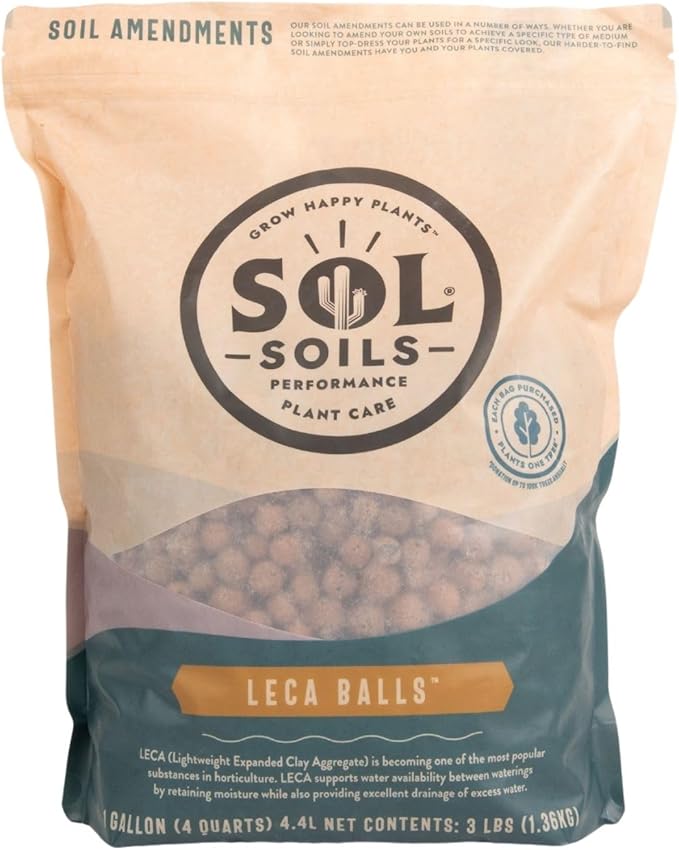 Sol Soils LECA Balls - Lightweight & 100% Natural Hydroponic Clay Pebbles for Plants - Soil Amendments to Improve Drainage, Aeration, and Support Healthy Root Growth - 1 Gallon