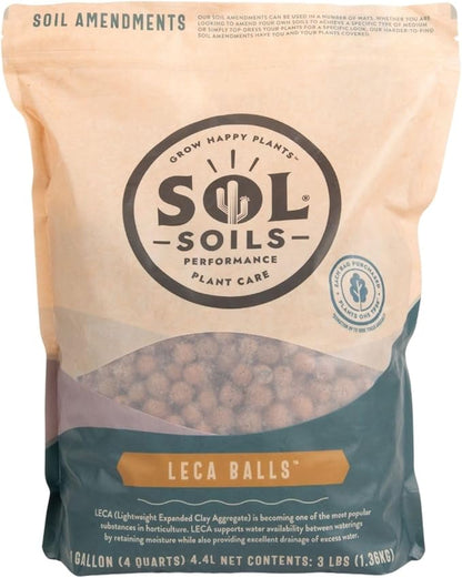 Sol Soils LECA Balls - Lightweight & 100% Natural Hydroponic Clay Pebbles for Plants - Soil Amendments to Improve Drainage, Aeration, and Support Healthy Root Growth - 1 Gallon