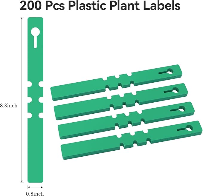200 Pcs Plant Labels Tags, Plastic Markers Tree Tags for Outdoor, Waterproof Warp Around Hanging Name Tags for Nursery Garden (Green)