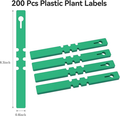 200 Pcs Plant Labels Tags, Plastic Markers Tree Tags for Outdoor, Waterproof Warp Around Hanging Name Tags for Nursery Garden (Green)