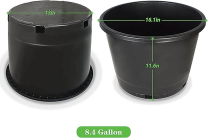 10 Pack Planter Nursery Pots 10 Gallon Pot for Plants, 16 inch Plastic Flower Pots, Round Black Grower Pot with Drainage Hole for Indoor and Outdoor Plants