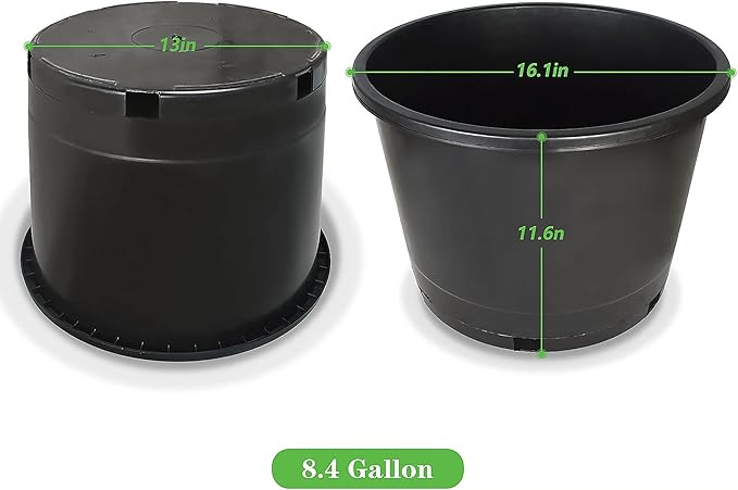 Planter Nursery Pots 8.4 Gallon Pots for Plants, Injection Molded Plastic Nursery Pots, Plant Container 8.4 Gal 5-Pack