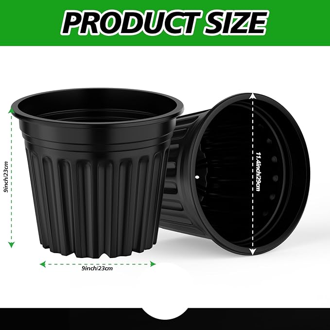 24 Pcs 5 Gallon Planter Nursery Pots, Seed Starting Pot Plastic Flower Seedling Pots with Drainage Holes Flexible Plant Container for Indoor Outdoor Garden Lawn Yard Plants Seedlings (24, 5 Gallon)