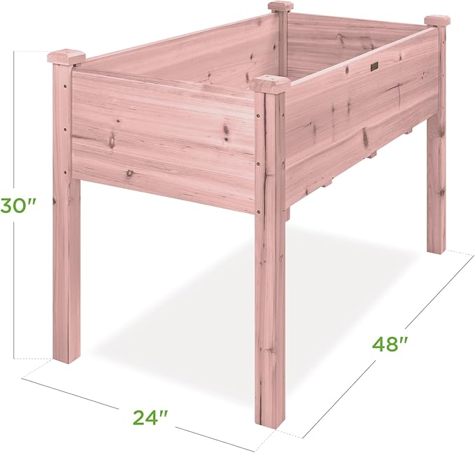 Best Choice Products 48x24x30in Raised Garden Bed, Elevated Wood Planter Box Stand for Backyard, Patio, Balcony w/Bed Liner, 200lb Capacity - Pink