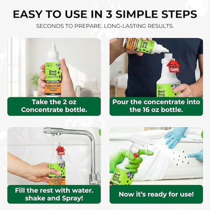 Nature's Dome Bed Bug Concentrate, Makes 16 oz Bed Bug Killer & Mite Killer Spray with 100% Kill Efficacy, Destroys Eggs & Resistant Strains, Derived from Natural Ingredients 2 oz