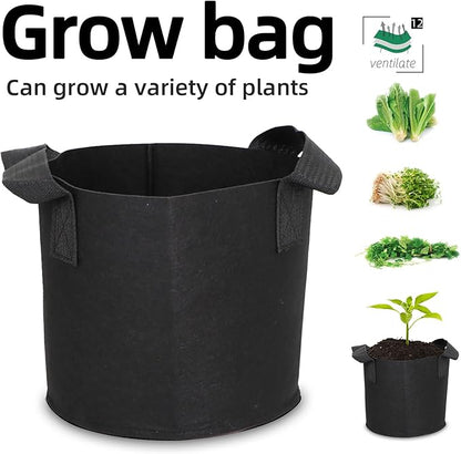 Grow Bags,Growing Pot Bags Garden Grow Bag Indoor Outdoor Fabric Aeration Plant Pot Container Flower Vegetable Pouch (Black,12Gallon)