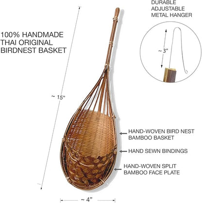 Handmade 100% Thai Bamboo Hanging Orchid Basket – 4 Inch Set of 3