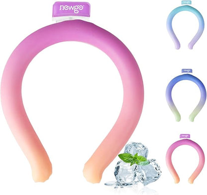 NEWGO Neck Cooling Tube Reusable Ice Cooler Cold Pack for Summer Heat, Ice Neck Ring for Outdoor Workers, Athletes, Sports Enthusiasts, Hot Flash Sufferers, Campers, Purple-Yellow Gradient