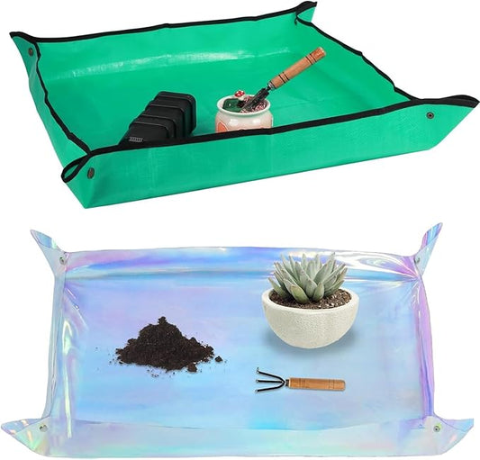 Azureblue 2 Pcs Plant Repotting Mat for Indoor Plants Potting Soil Mix, Waterproof Plant Repotting/Potting Tray