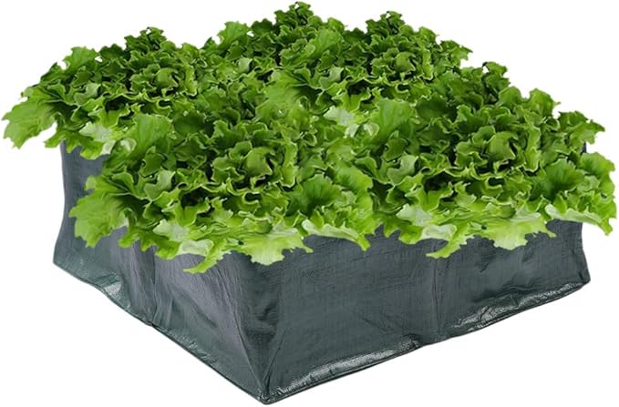 Firlar Raised Garden Bed, Raised Bed, 4 Divided Grids Square Garden Grow Bags Planter Box for Plants, Herb, Flowers and Vegetables