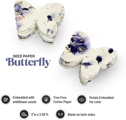 50pcs Large Purple Butterfly Seed Paper – Plantable & Writable Wildflower, Gift for Mom This Mother’s Day, Use for Shower Favors, Weddings, Heart Party Favors or Life Events