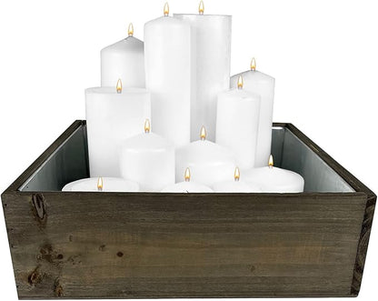 CYS EXCEL Wood Square Planter Box with Removable Zinc Metal Liner (H:4" Open:12"x12") | Multiple Size Choices Wooden Planters | Indoor Decorative Flower Box