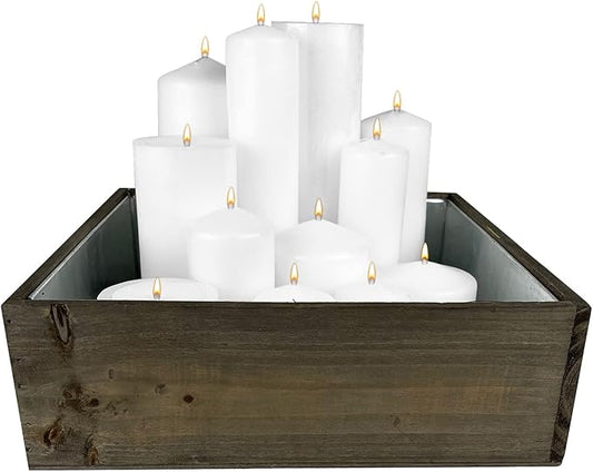 CYS EXCEL Wood Square Planter Box with Removable Zinc Metal Liner (H:4" Open:12"x12") | Multiple Size Choices Wooden Planters | Indoor Decorative Flower Box