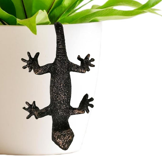 Gecko Plants Pot Hanger Flower Pot Decorations Pot Hugger Resin Statue Sculptures Climbing Lizard Flower Figurine for Garden Outdoor Fairy Garden Fence Lawn Gecko Ornaments Home Office Decoration