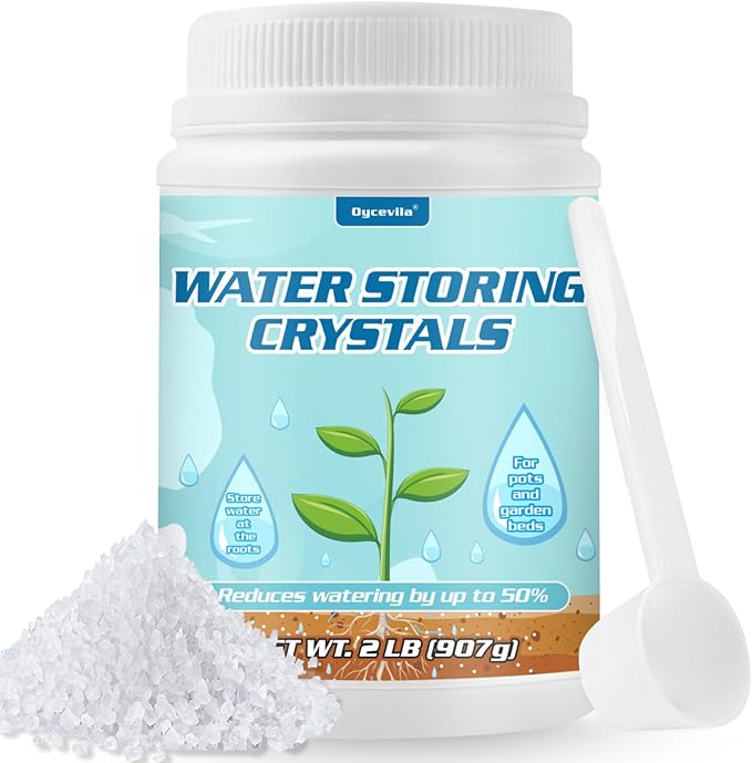 2LB Water Storing Crystals for Plants with Spoon, Water Gel Solves Plant Over-Watering and Drought Problems, Keeps The Soil Moist, Small Water Storing Polymer Crystals for Plants Candle