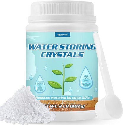 2LB Water Storing Crystals for Plants with Spoon, Water Gel Solves Plant Over-Watering and Drought Problems, Keeps The Soil Moist, Small Water Storing Polymer Crystals for Plants Candle