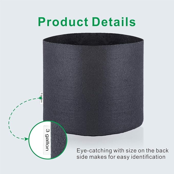 3 Gallon 12-Pack Round Fabric Fabric Aeration Pots Container for Nursery Garden and Planting Grow