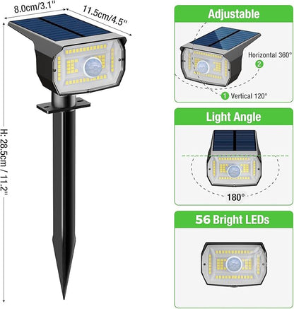 nipify Solar 1 Pack Spot Lights Outdoor Motion Sensor with 3 Modes,Solar Spotlights Outdoor Waterproof 2-in-1 Auto On/Off Landscape Lighting for Outside Yard Wall Garden Pathway, Warm White