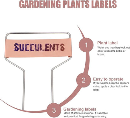 SUPVOX Copper Plate Metal Plant Labels Weatherproof Garden Stake Tags Reusable Planting Gardening Markers for Flowers, Vegetables,Etc-15PCS(3.9X 2.5 in