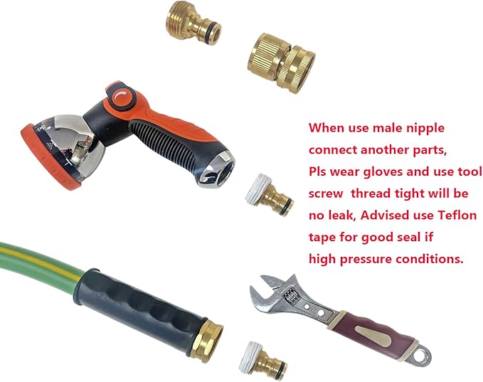 HQMPC Garden Hose Quick Connect Solid Brass Quick Connector Garden Hose Fitting Water Hose Connectors 3/4 inch GHT (4Sets)