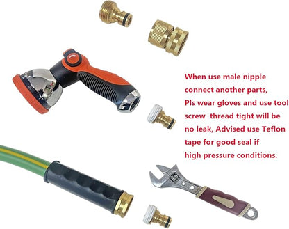 HQMPC Garden Hose Quick Connect Solid Brass Quick Connector Garden Hose Fitting Water Hose Connectors 3/4 inch GHT (4Sets)