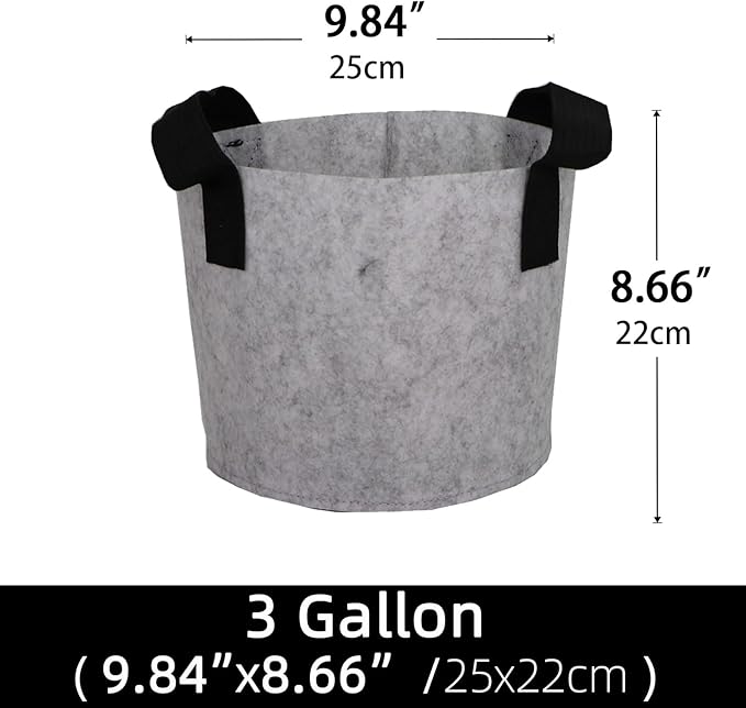 Grow Bags,Growing Pot Bags Garden Grow Bag Indoor Outdoor Fabric Aeration Plant Pot Container Flower Vegetable Pouch (Light Gray,3 Gallon)