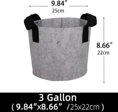 Grow Bags,Growing Pot Bags Garden Grow Bag Indoor Outdoor Fabric Aeration Plant Pot Container Flower Vegetable Pouch (Light Gray,3 Gallon)