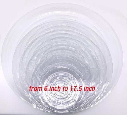 HORTIPOTS Clear Plant Saucer 14 inch Plastic Pot Saucers (Pack of 10) Actual Size is only 13 inch with Plant Stake Labels