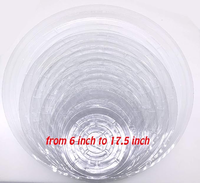 HORTIPOTS 10 Inch Pot Saucer, Potted Clear Saucer Pack of 10 for Plants in Grow Bags and Fabric Pots with 10 pcs Plant Labels (Pack of 10)
