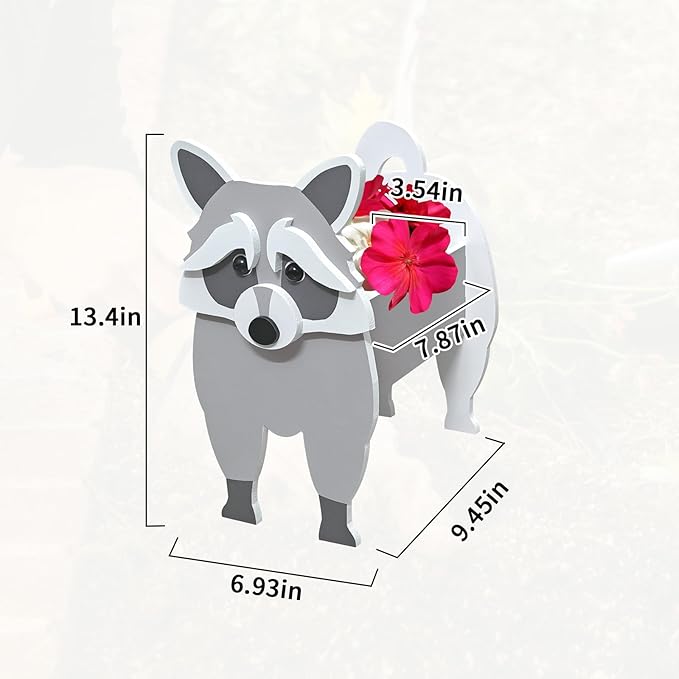 Raccoon Planter, Cute Animal Shape Flower Planters, Plant Pots for Indoor/Outdoor Garden Decor, Unique Gifts/Souvenirs for Pet Lovers