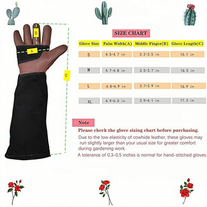 Womens/Mens Gardening Gloves for Rose and Cactus Handling,Cow Leather Garden Gloves Women/Men Thorn Proof