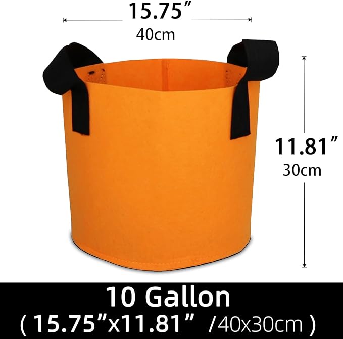 Grow Bags,Growing Pot Bags Garden Grow Bag Indoor Outdoor Fabric Aeration Plant Pot Container Flower Vegetable Pouch (Light Orange,10Gallon)