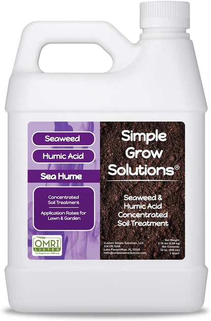 Sea Kelp for Lawn & Plants- OMRI Listed for Organic Use- Seaweed Soil Treatment for Turf Grass & Garden- Sea Hume- Simple Lawn Solutions (32 Ounce)