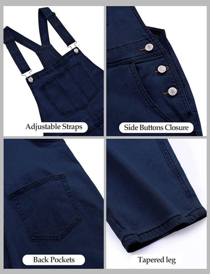 Vetinee Womens Classic Adjustable Straps Pockets Denim Bib Overalls Jeans Pants