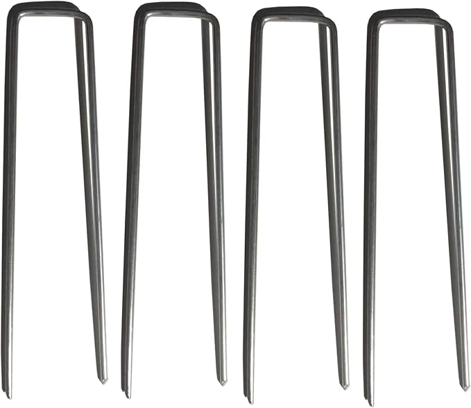 Garden Stakes Pins,22PCS 6 Inch Galvanized Garden Landscape Staples Stakes Garden Staples U-Shaped Landscape Pins for Anchoring Fence,Fabric and Artificial Turf (22, 6 Inch)