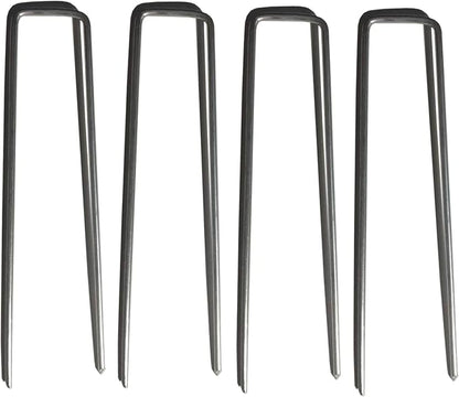 Garden Stakes Pins,100PCS 6 Inch Galvanized Garden Landscape Staples Stakes Garden Staples U-Shaped Landscape Pins for Anchoring Fence,Fabric and Artificial Turf (100, 6 Inch)
