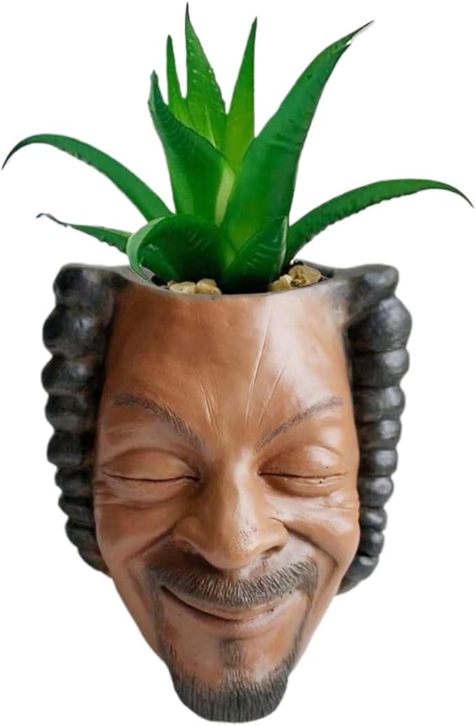 Funny Celebrity Face Planter Pot,Rapper Man Face Succulent Flower Pot,Old Man Head Planter Plant Pots for Indoor Outdoor Plants,Halloween Décor