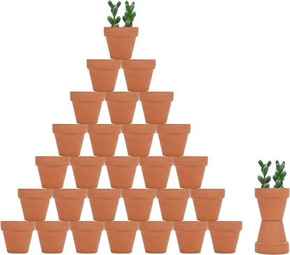 32pcs Small Mini 2" Terracotta Pot Clay Ceramic Pottery Planter, Cactus Flower Nursery Terra Cotta Pots, with Drainage Hole, for Indoor/Outdoor Succulent Plants, Crafts, Wedding Favor