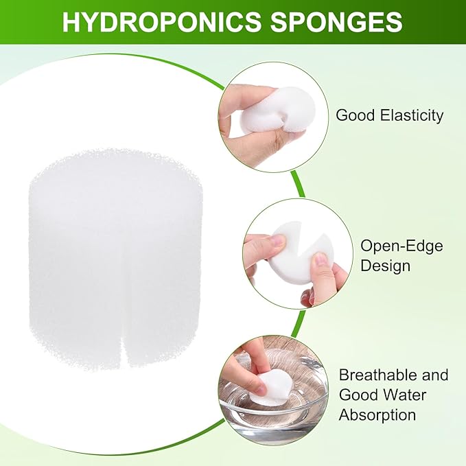 50-Pack Hydroponics Sponges, 1.26 Inch Growing Media Cylindrical Sponges for Planting Gardening Tool/Grow Seedlings/Home Vegetable Flower, Soilless Cultivation Seedling [White]