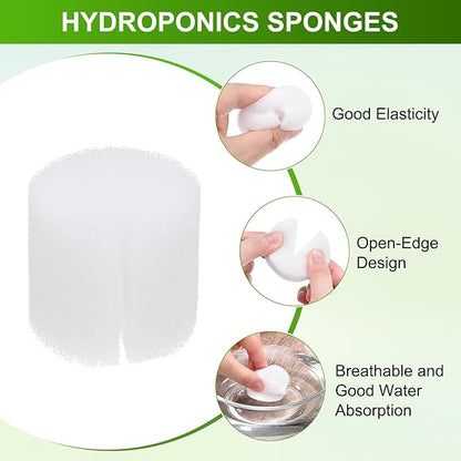 30-Pack Hydroponics Sponges, 1.26 Inch Growing Media Cylindrical Sponges for Planting Gardening Tool/Grow Seedlings/Home Vegetable Flower, Soilless Cultivation Seedling [White]