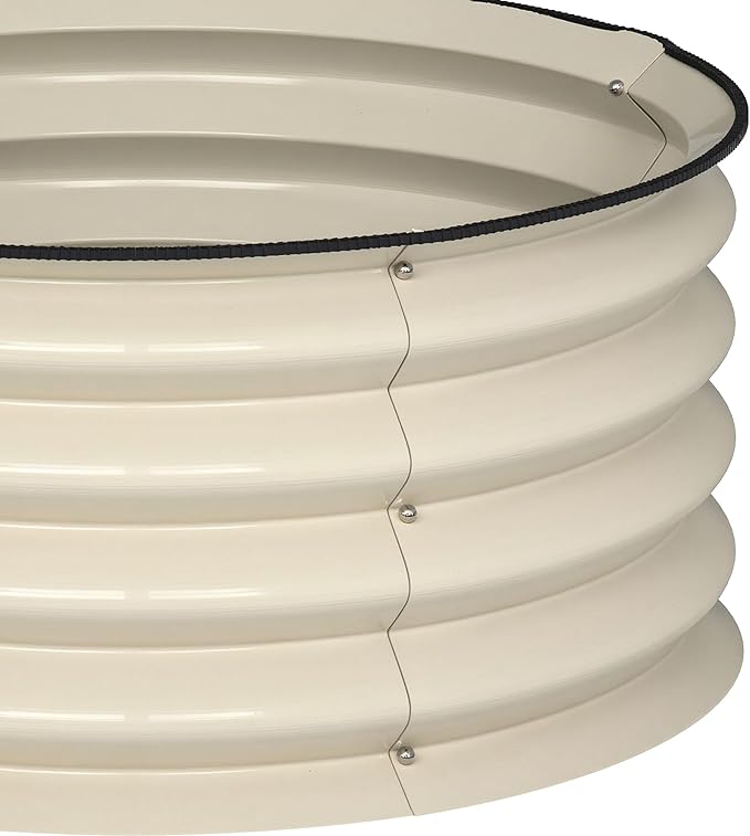 Outsunny Galvanized Raised Garden Bed Set of 2, Planters for Outdoor Plants with Safety Edging, Easy-to-Assemble Stock Tanks for Growing Flowers, Herbs and Vegetables, 2' x 2' x 1', Cream White