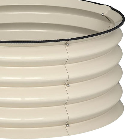 Outsunny Galvanized Raised Garden Bed Set of 2, Planters for Outdoor Plants with Safety Edging, Easy-to-Assemble Stock Tanks for Growing Flowers, Herbs and Vegetables, 2' x 2' x 1', Cream White
