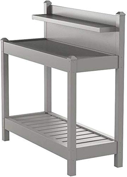Dura-Trel Greenfield PVC Vinyl Indoor Outdoor Table Potting Bench Station with Shelf for Plant Accessories & Gardening Supplies Storage, Mocha