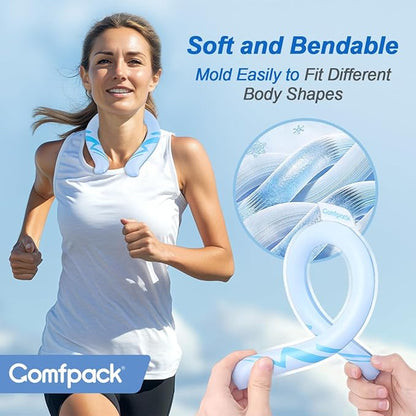 Neck Cooling Tube Reusable Ice Ring Neck Coolers for Hot Weather Wearable Ice Ring for Outdoor Sports, Workers, Relief for Hot Flashes(White)