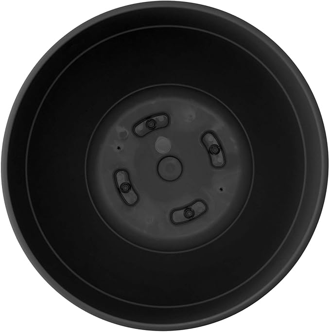 Bloem Dayton Planter with Saucer: 12" - Black - 100% Recycled Plastic Pot, Removable Saucer, Elevated Feet, for Indoor and Outdoor Use, Gardening, 3 Gallon Capacity