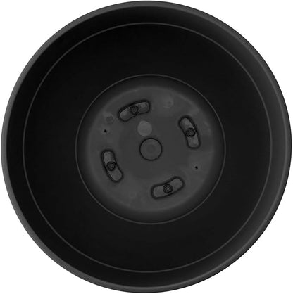 Bloem Dayton Planter with Saucer: 12" - Black - 100% Recycled Plastic Pot, Removable Saucer, Elevated Feet, for Indoor and Outdoor Use, Gardening, 3 Gallon Capacity